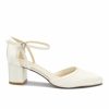 Pink Paradox London Paradox London Aviana Dyeable Ivory Satin Low Block Heel Ankle Strap Court Shoes Wholesale