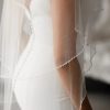 Linzi Jay Linzi Jay Two Tier Pearl Edge Ivory Tulle Fingertip Veil V684 New