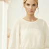 Bianco Evento Bianco Ivory Knitted Bridal Jumper With Lace Detail E334 Clearance