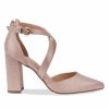 Pink Paradox London Paradox London Rylee Nude Shimmer Cross Strap Block Heel Court Shoes Best