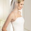 Bianco Evento Bianco Ivory Single Tier Swarovski Crystal Elbow Length Veil With Corded Edge S135 Best