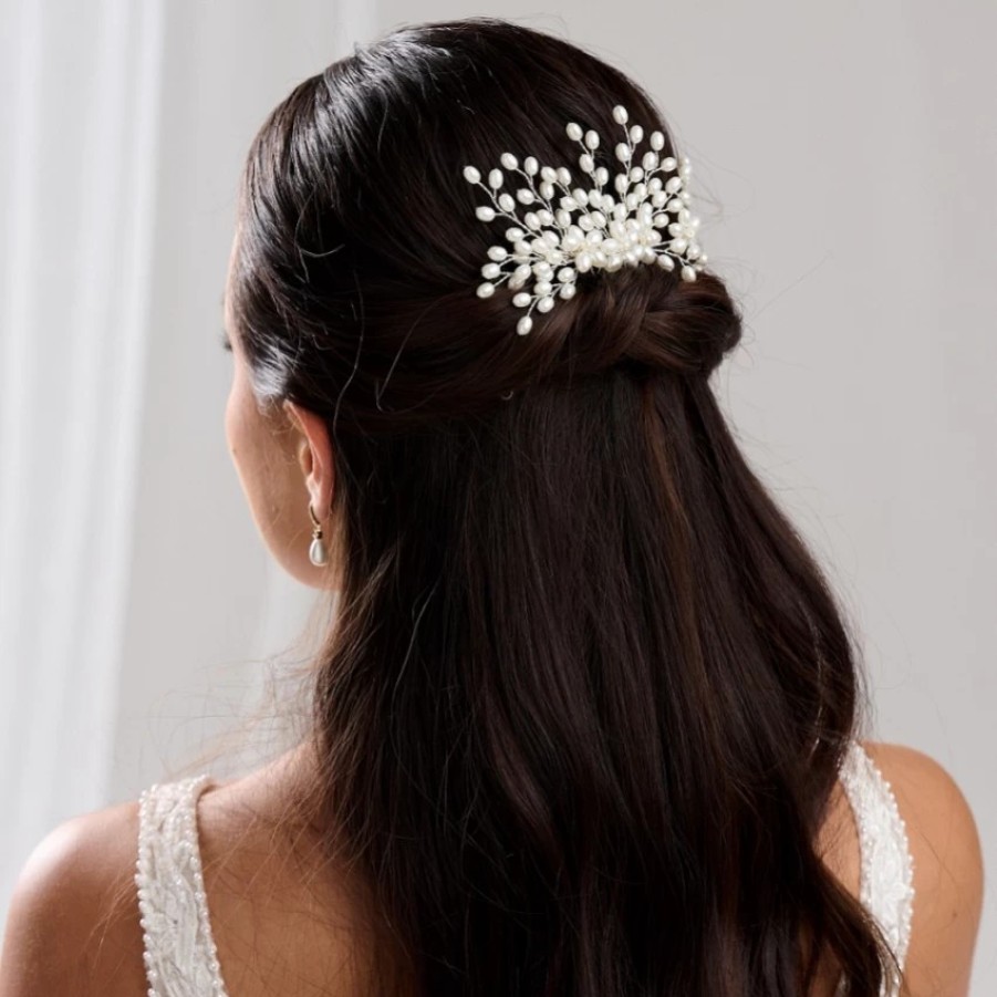 Lace & Favour Cascade Pearl Spray Wedding Hair Comb Best