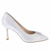 Capollini Capollini Judi Silver Nubuck Leather Court Shoes With Diamante Trim Clearance