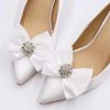 Lace & Favour Lulu Embellished Lace And Satin Bow Shoe Clips Hot