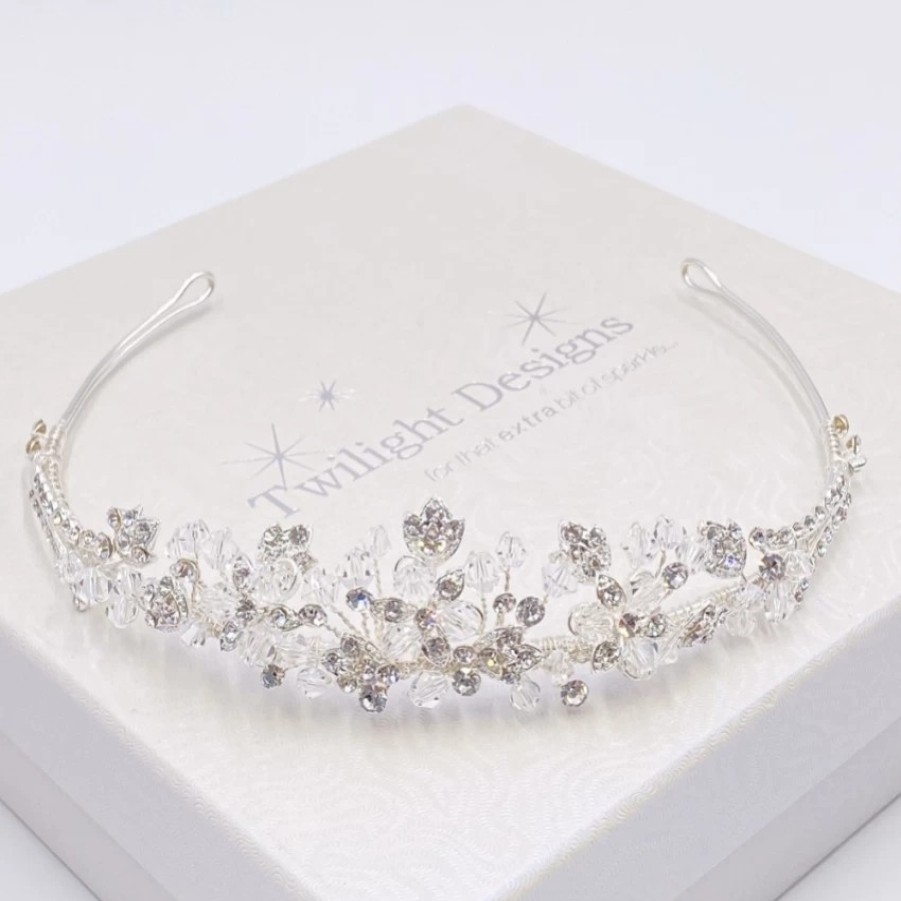 Twilight Designs Matilda Diamante Leaves And Crystal Wedding Tiara New