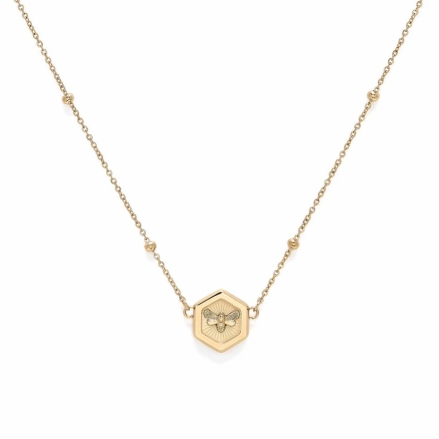 Olivia Burton Olivia Burton Minima Bee And Honeycomb Gold Pendant Necklace Wholesale