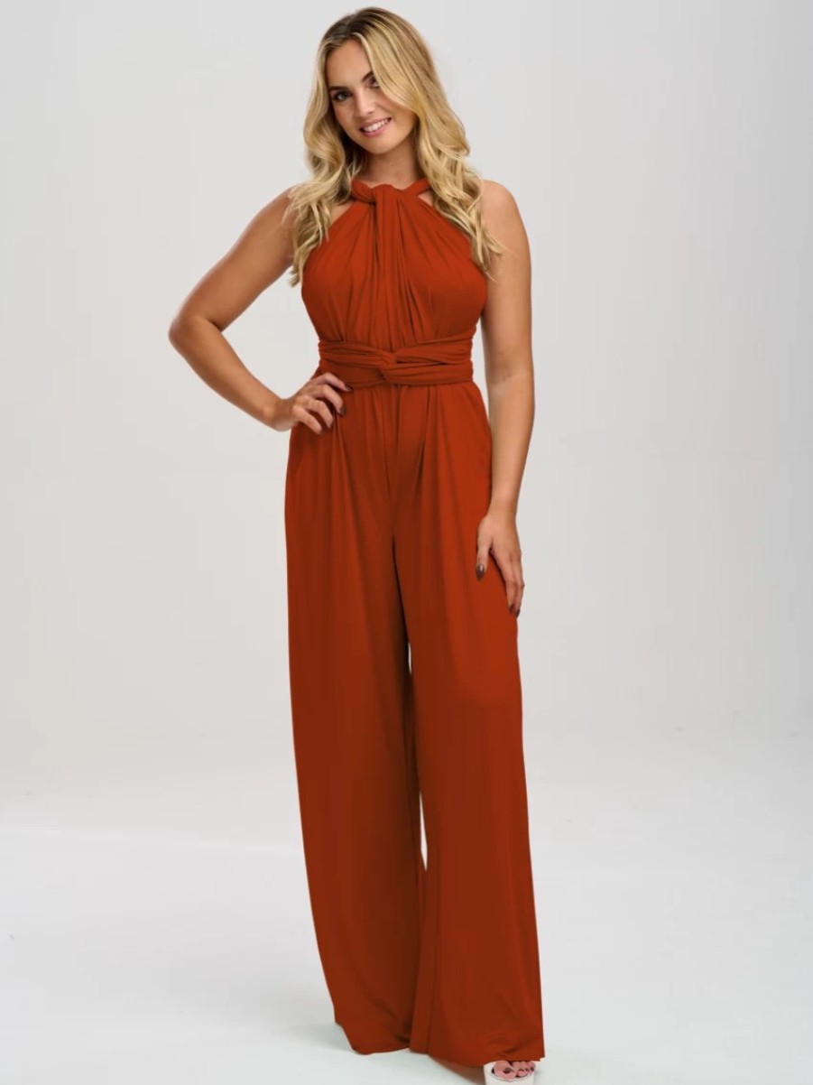 Lace & Favour Emily Rose Rust Multiway Bridesmaid Jumpsuit (One Size) Wholesale