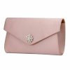 Perfect Bridal Perfect Bridal Melody Mocha Satin Diamante Brooch Envelope Clutch Bag Wholesale