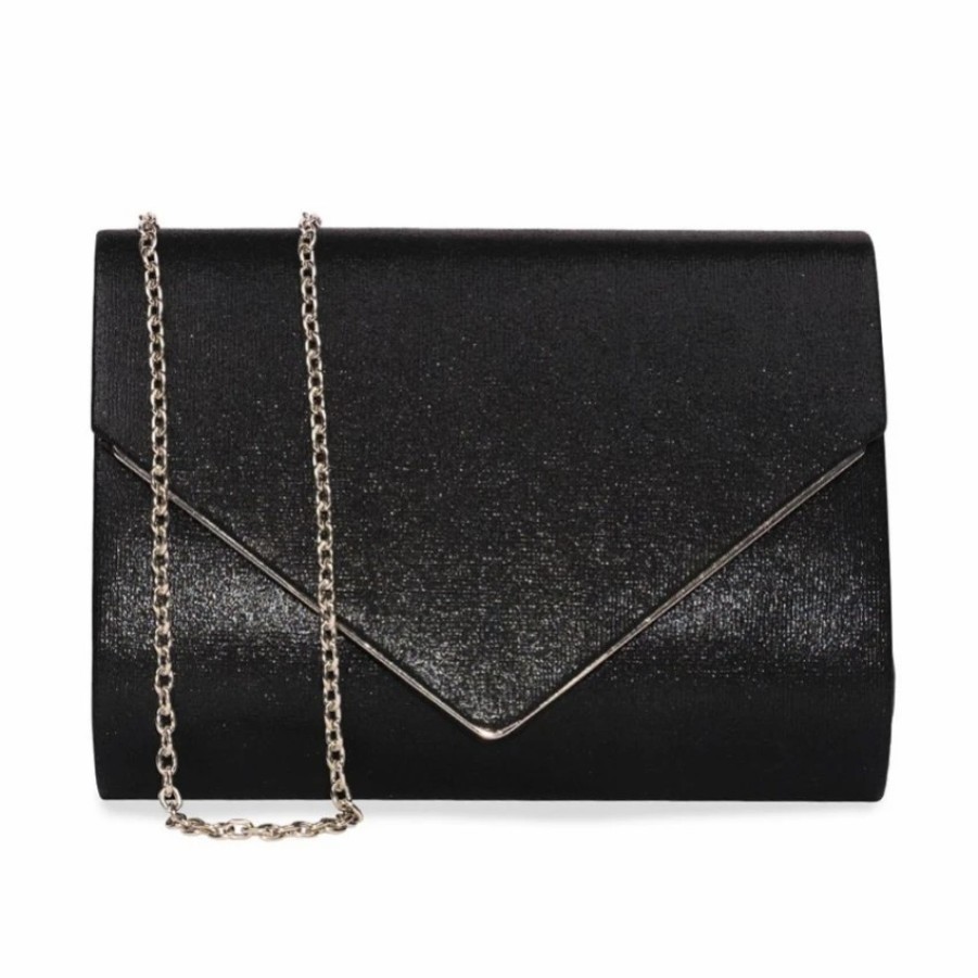 Pink Paradox London Paradox London Darcy Black Shimmer Envelope Clutch Bag Online