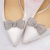 Lace & Favour Tiffany Silver Diamante Bow Shoe Clips Hot