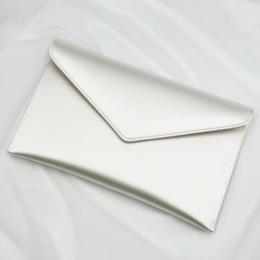 Rainbow Club Rainbow Club Hattie Dyeable Ivory Satin Envelope Clutch Bag Clearance