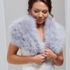 Beverly Hills Scarlet Silver Grey Feather Bridal Stole New