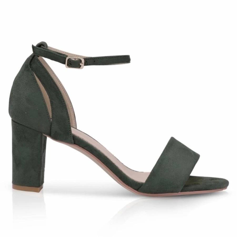 Perfect Bridal Perfect Bridal Andrea Forest Green Suede Block Heel Ankle Strap Sandals Wholesale