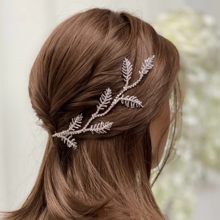 Beads & Beyond Nadia Silver Beaded Leaves Hair Vine Hot