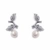 Ivory & Co Ivory And Co Aphrodite Crystal Leaves And Pearl Wedding Earrings New