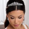 Lace & Favour Downton Silver Floral Cubic Zirconia Crystal Wedding Tiara Clearance