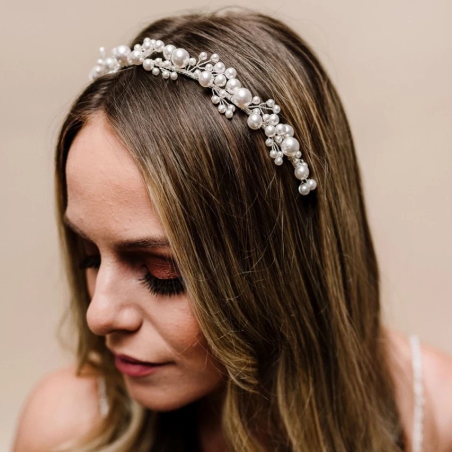 Arianna Arianna Siren Low Pearl Wedding Tiara Ar611 Clearance