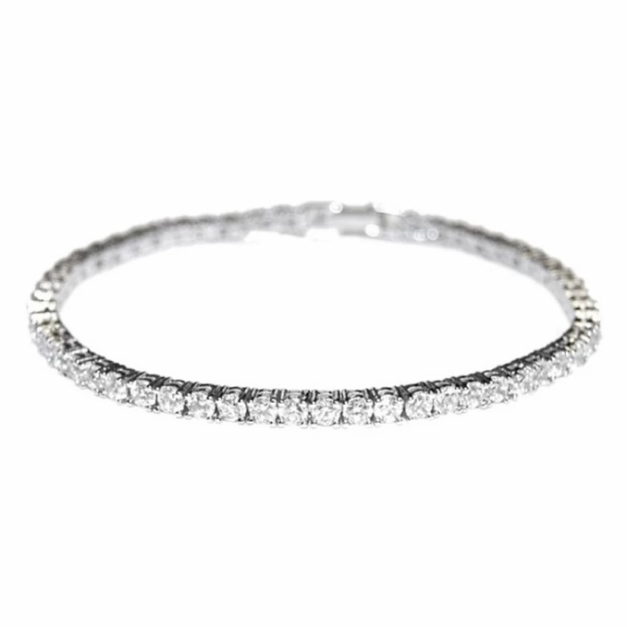 Lace & Favour Alanna Simple Cubic Zirconia Tennis Bracelet (Silver) Hot