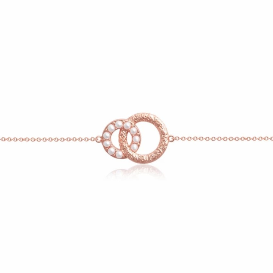 Olivia Burton Olivia Burton Rose Gold Pearl Interlink Dainty Chain Bracelet Wholesale