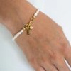 Arianna Arianna Gold Personalised Letter Pearl Charm Bracelet Arw683 Best