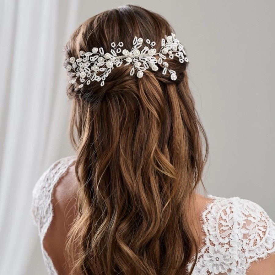 Arianna Arianna Statement Floral Beaded And Pearl Hair Comb Ar804 Clearance