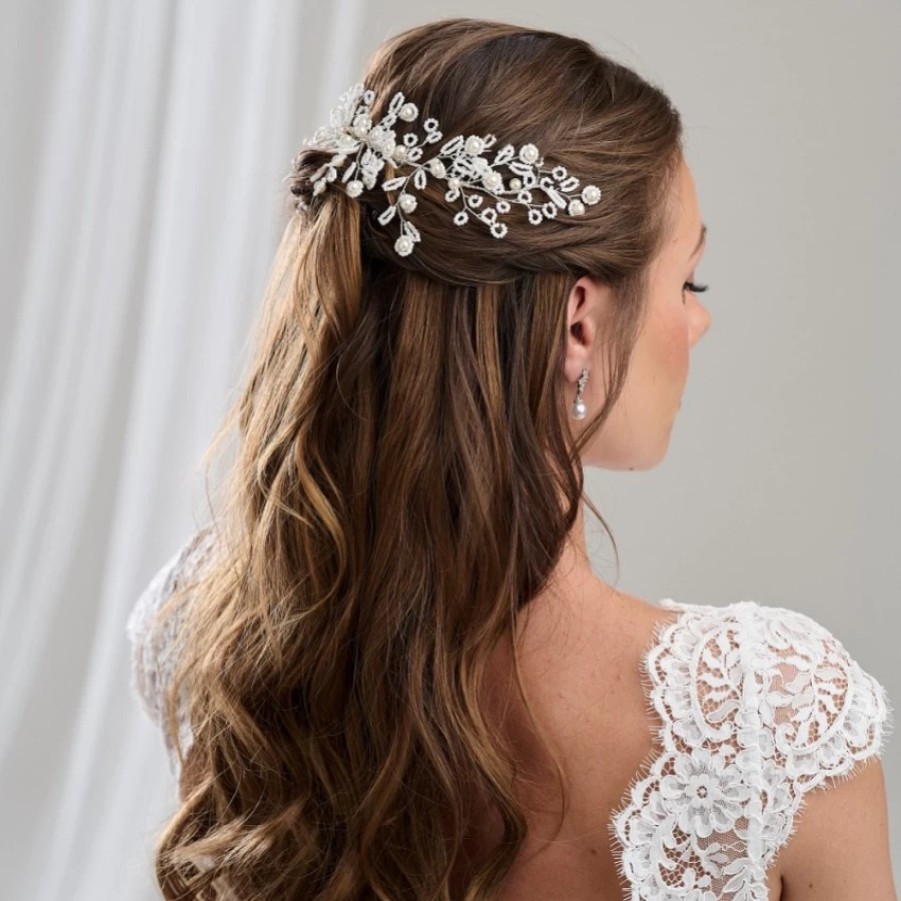 Arianna Arianna Statement Floral Beaded And Pearl Hair Comb Ar804 Clearance