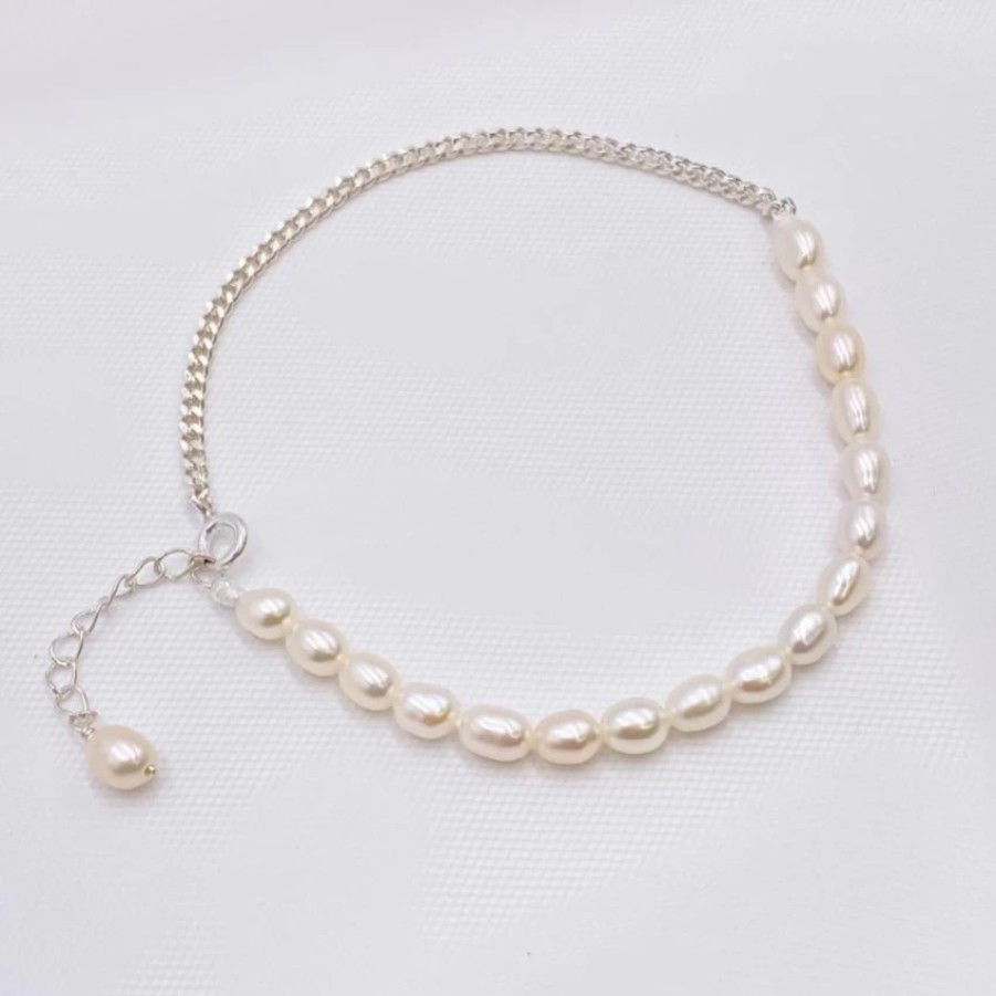 Lace & Favour Adelina Freshwater Pearl And Chain Bracelet Best