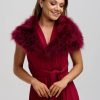 Beverly Hills Scarlet Burgundy Feather Wedding Wrap Hot