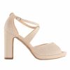 Avalia Shoes Avalia Cindy Gold Glitter Cross Strap Block Heel Platform Sandals Clearance