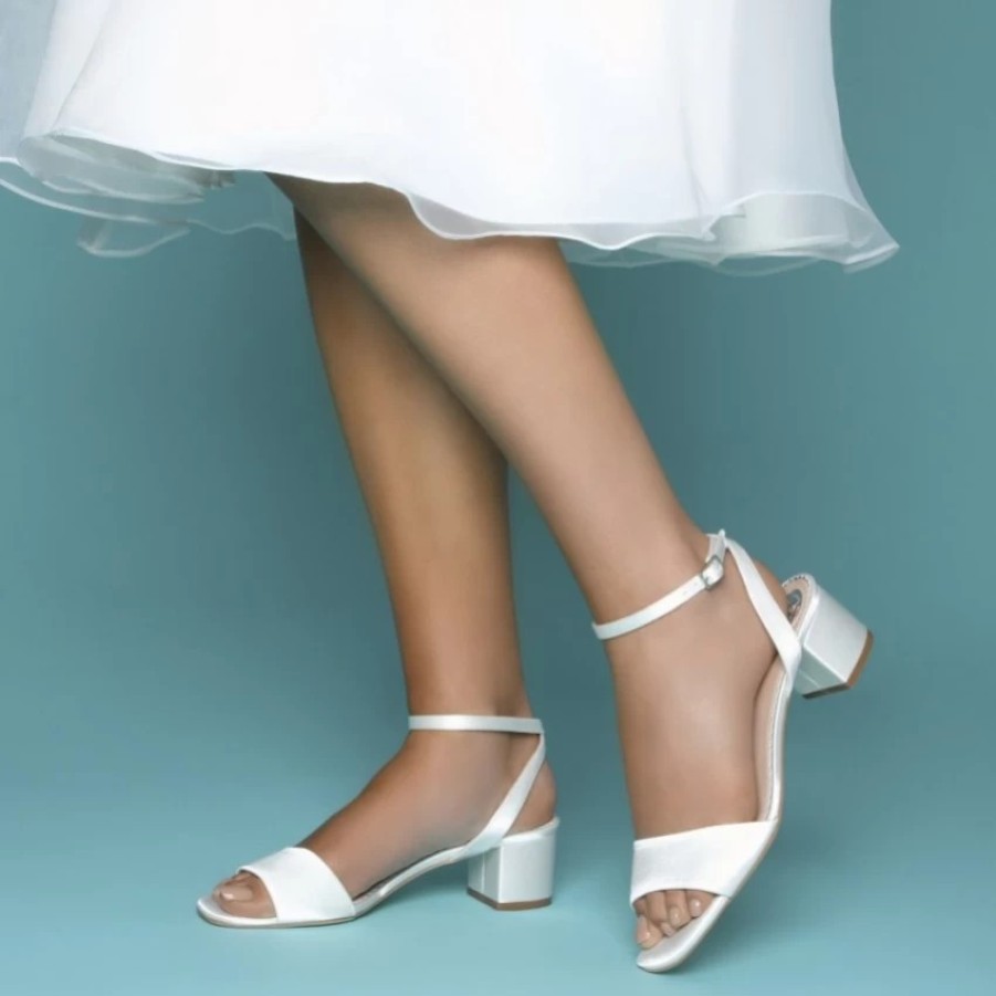 Perfect Bridal Perfect Bridal Riley Dyeable Ivory Satin Low Block Heel Sandals Best