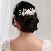 Lace & Favour Blaze Ceramic Flowers And Rose Gold Leaves Hair Comb Wholesale