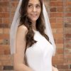 Perfect Bridal Perfect Bridal Ivory Single Tier Cut Edge Scattered Crystal Short Veil Best