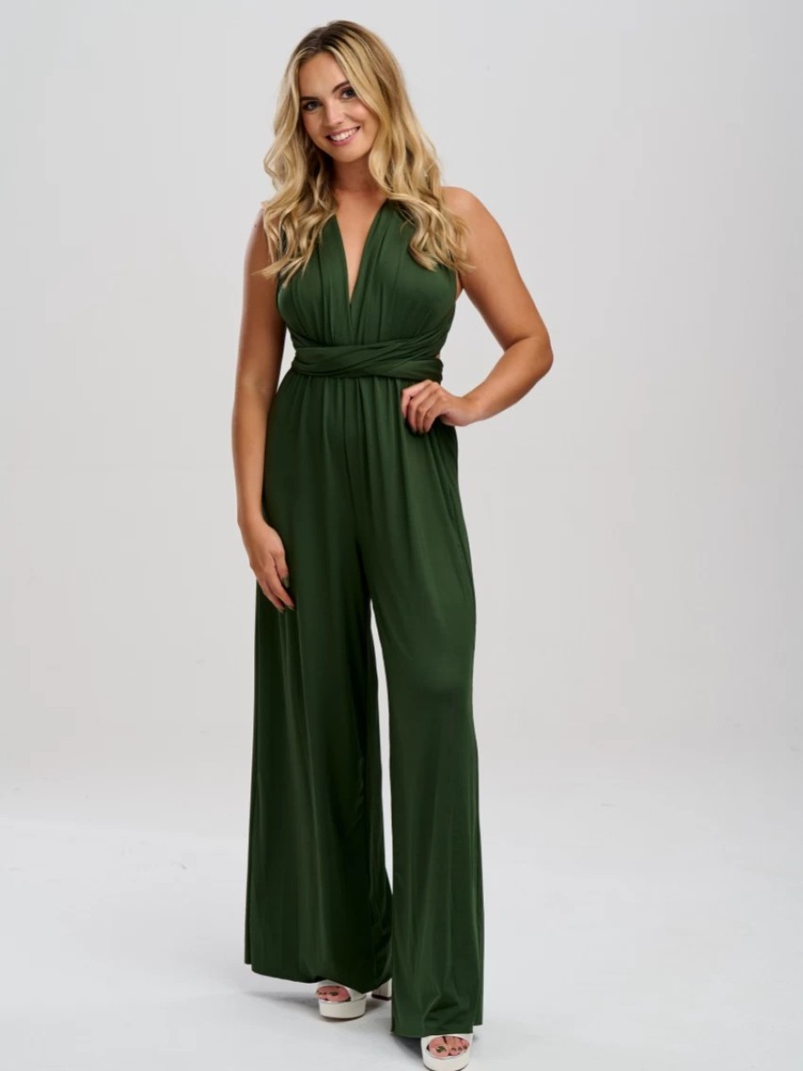 Lace & Favour Emily Rose Olive Green Multiway Bridesmaid Jumpsuit (One  Size) Hot : Weddinoshoes