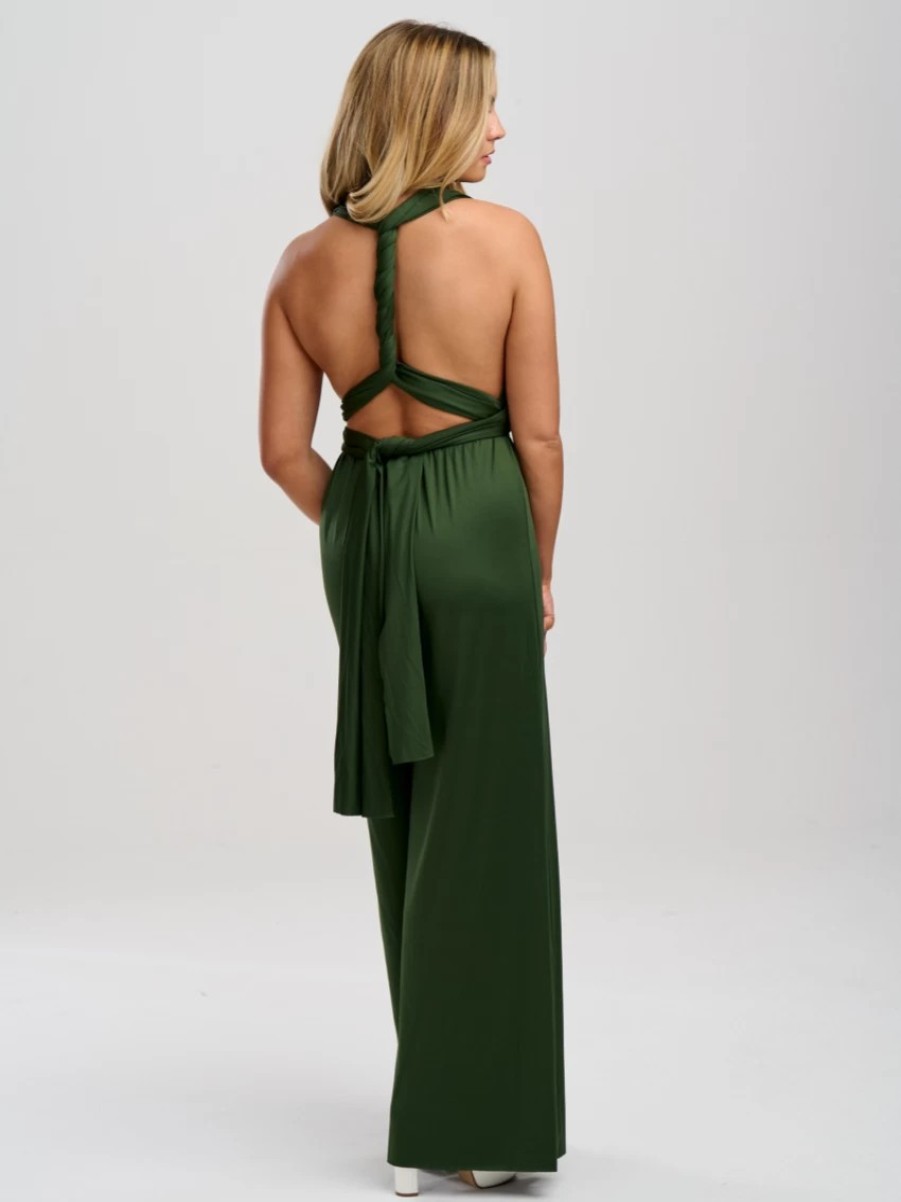 Lace & Favour Emily Rose Olive Green Multiway Bridesmaid Jumpsuit (One  Size) Hot : Weddinoshoes