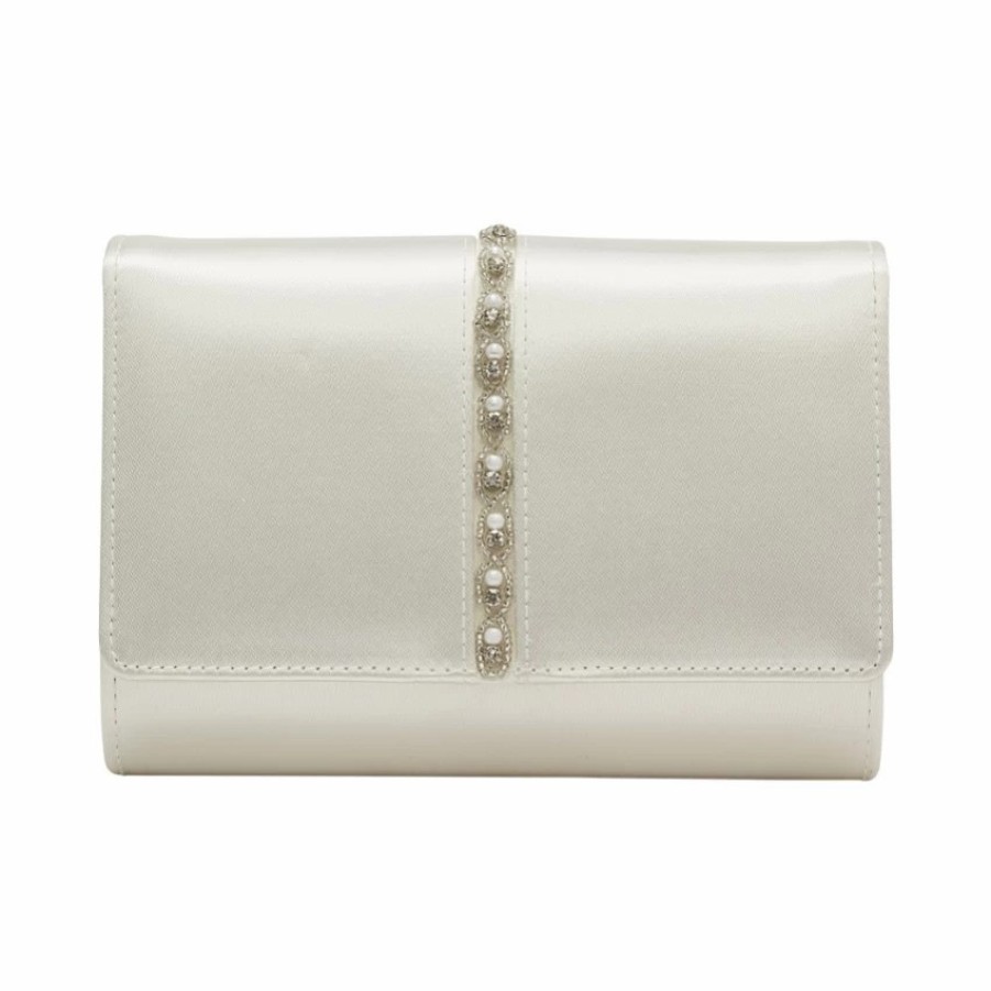 Rainbow Club Rainbow Club Claudia Dyeable Ivory Satin Embellished Clutch Bag Online