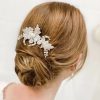 Beads & Beyond Elouise Beaded Leaves And Ivory Pearl Vintage Inspired Hair Comb Best