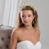 Arianna Arianna Lilibet Statement Leaf, Pearl And Crystal Bridal Crown Ar763 Hot