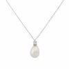 Lace & Favour Dolci Silver Teardrop Pearl Pendant Necklace Best