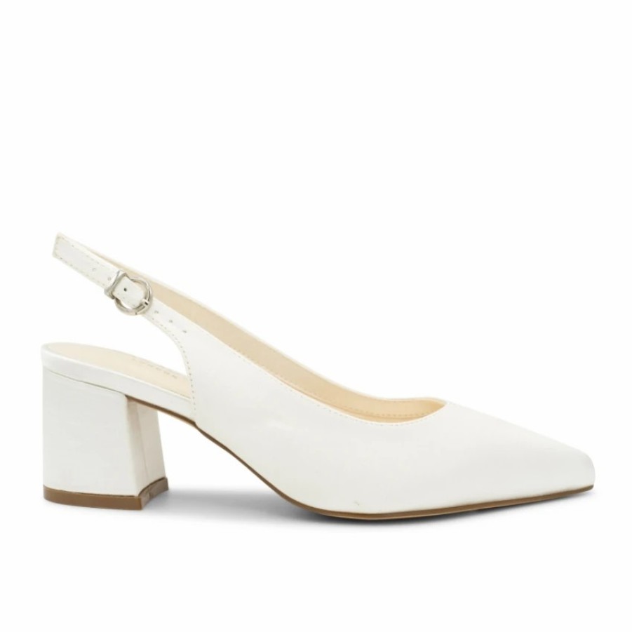 Pink Paradox London Paradox London Bessy Dyeable Ivory Satin Wide Fit Slingback Low Block Heels Online