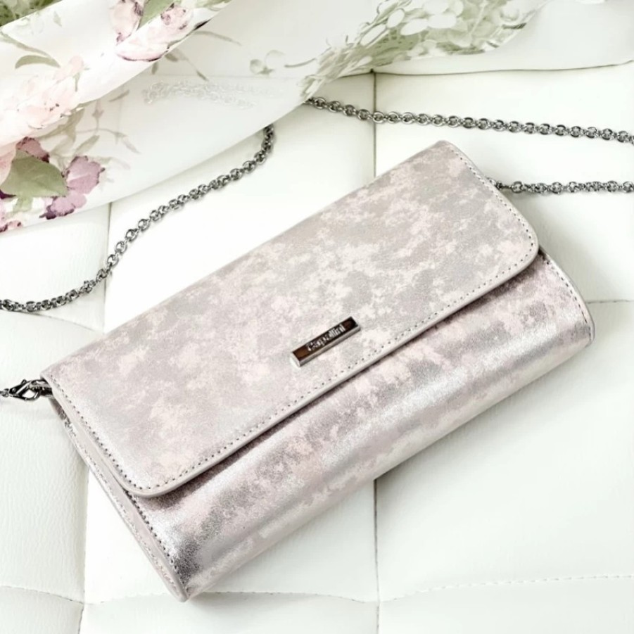 Capollini Capollini Blush Pink Nubuck Leather Clutch Bag New