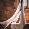 Perfect Bridal Perfect Bridal Ivory Single Tier Pearl Cathedral Veil With Floral Lace Edge Clearance