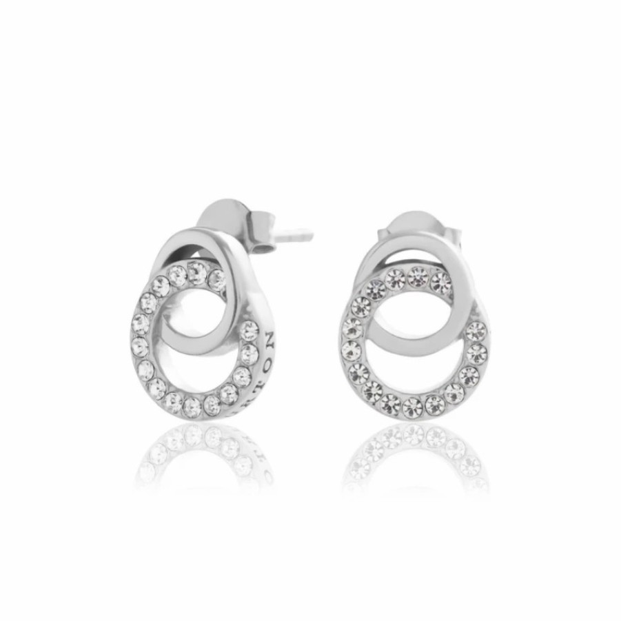 Olivia Burton Olivia Burton Bejewelled Silver Interlink Drop Stud Earrings New