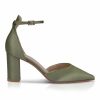 Perfect Bridal Perfect Bridal Liberty Olive Green Satin Block Heel Ankle Strap Court Shoes Online