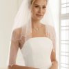 Bianco Evento Bianco Two Tier Waist Length Veil With Glass Bead Edge S141 Wholesale