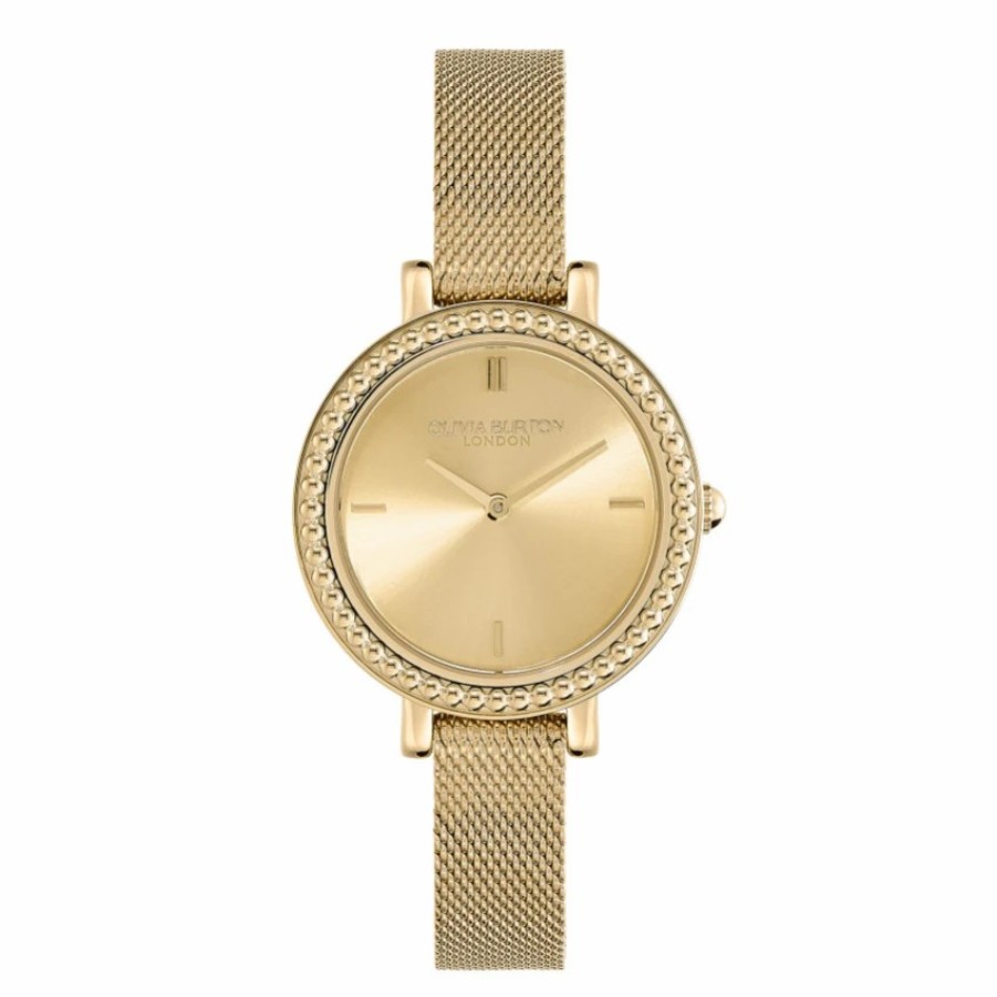 Olivia Burton Olivia Burton Vintage Bead 30Mm Gold Mesh Watch Clearance