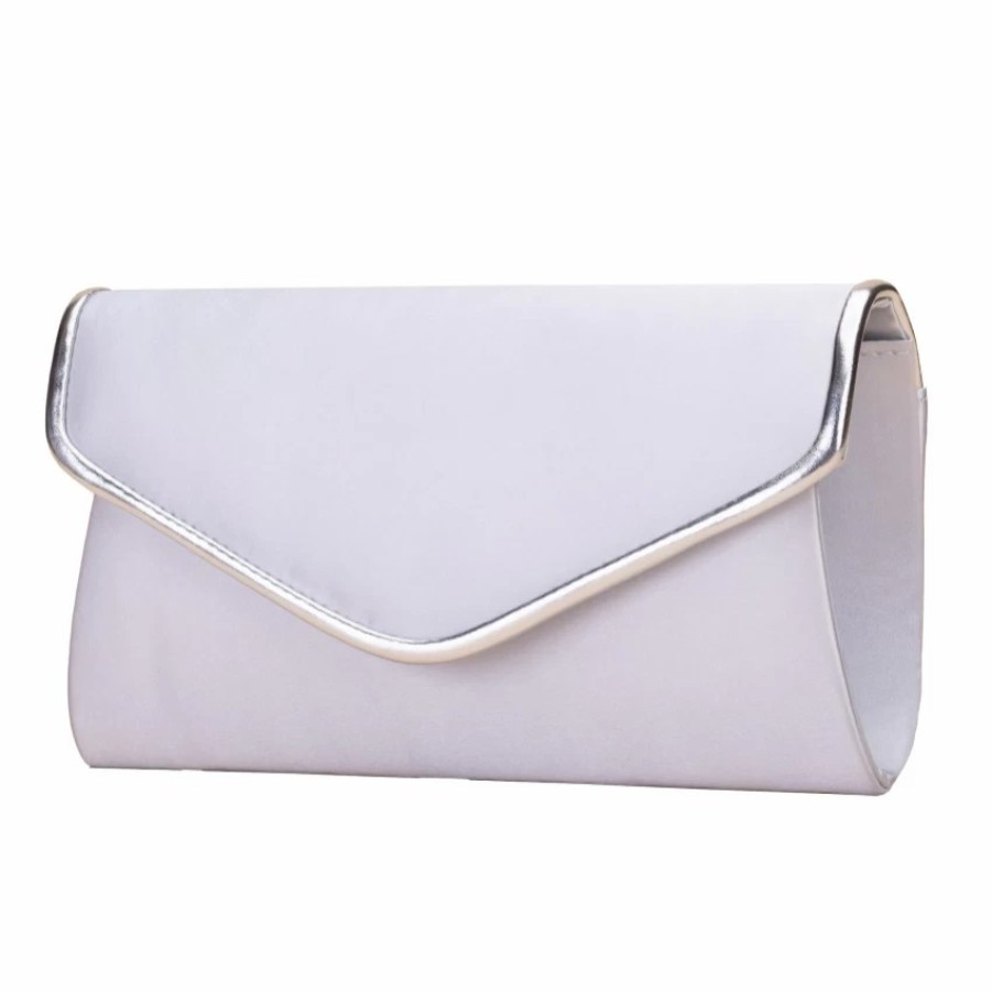 Perfect Bridal Perfect Bridal Sandi Blue Satin And Silver Leather Envelope Clutch Bag Clearance