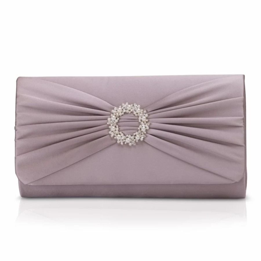 Perfect Bridal Perfect Bridal Harlow Taupe Satin Pearl Brooch Clutch Bag Online