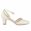 Avalia Shoes Avalia Luna Ivory Satin And Silver Glitter Ankle Strap Court Shoes New