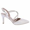 Capollini Capollini Charlotte Silver Nubuck Leather Diamante Cross Strap Slingbacks New