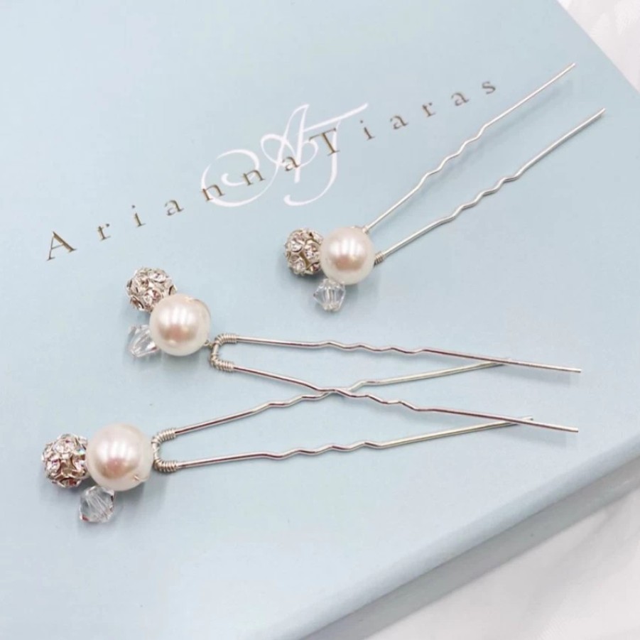 Arianna Arianna Mira Set Of 3 Pearl, Crystal And Diamante Hair Pins Arp614 Hot